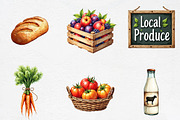 Watercolor Farmer's Market Clipart, an Illustration by CrexoraLab (Thumbnail 2 of 5)