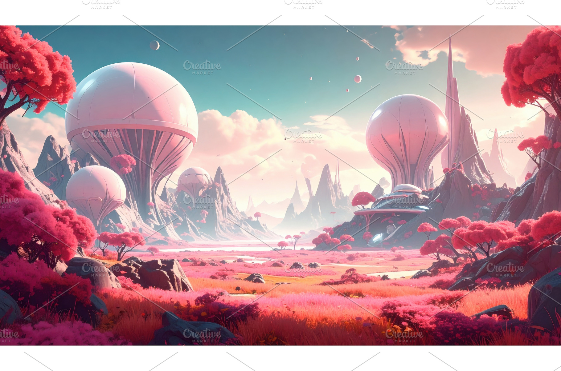 Futuristic alien landscape with, a Technology Photo by Igor Tichonow