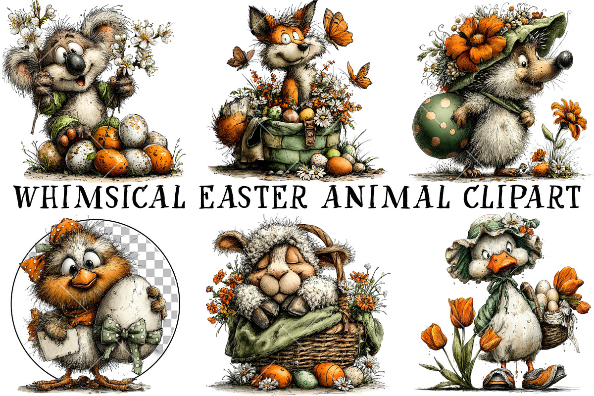 Whimsical Easter Animal Clipart, an Illustration by OK Design (Photo 2 of 6)