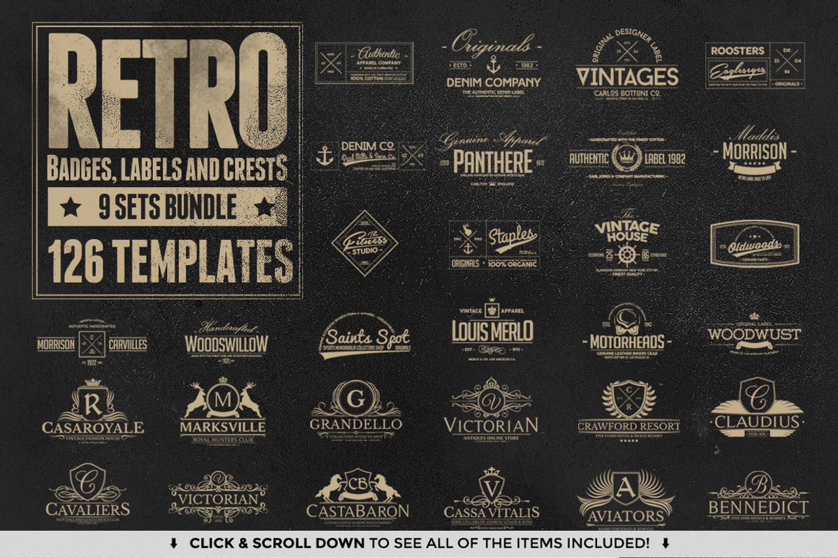 382 Vintage Logos Bundle, a Branding & Logo Template by Graphicdome (Photo 2 of 4)