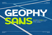 Geophy Sans – A Bold Modern Sport, a Sans Serif Font by roomspace creative lab (Thumbnail 1 of 11)