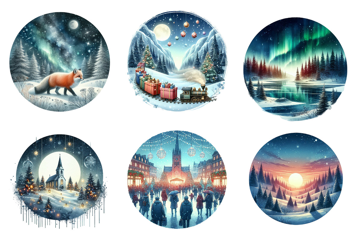 Christmas Landscapes Clipart, an Illustration by SinaCreation (Photo 3 of 7)