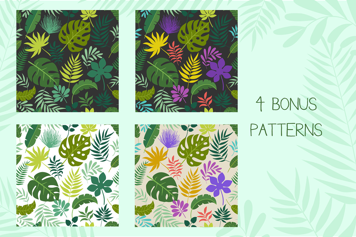 Tropical Set + Bonus Patterns, a Decorative Illustration by Imaginasty (Photo 3 of 4)