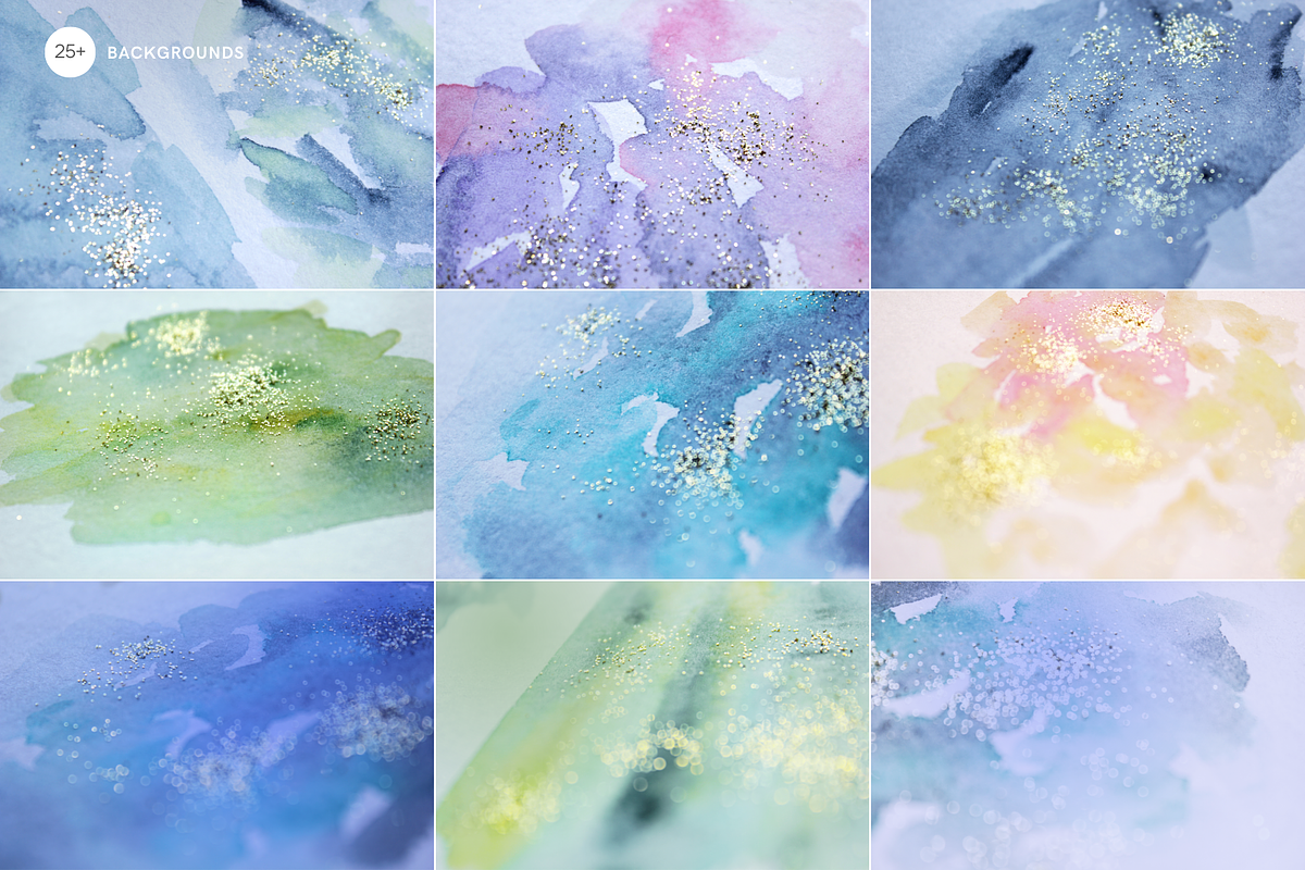 Soft Glitter Watercolor Backgrounds, a Background Graphic by eclosque (Photo 21 of 28)