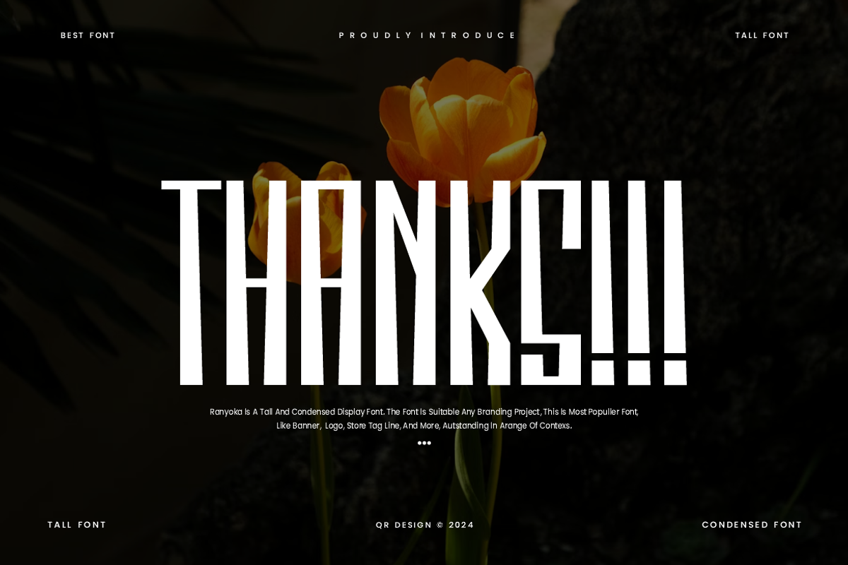 Ranyoka - Tall Condensed Font, a Sans Serif Font by QR Design Studio (Photo 7 of 7)