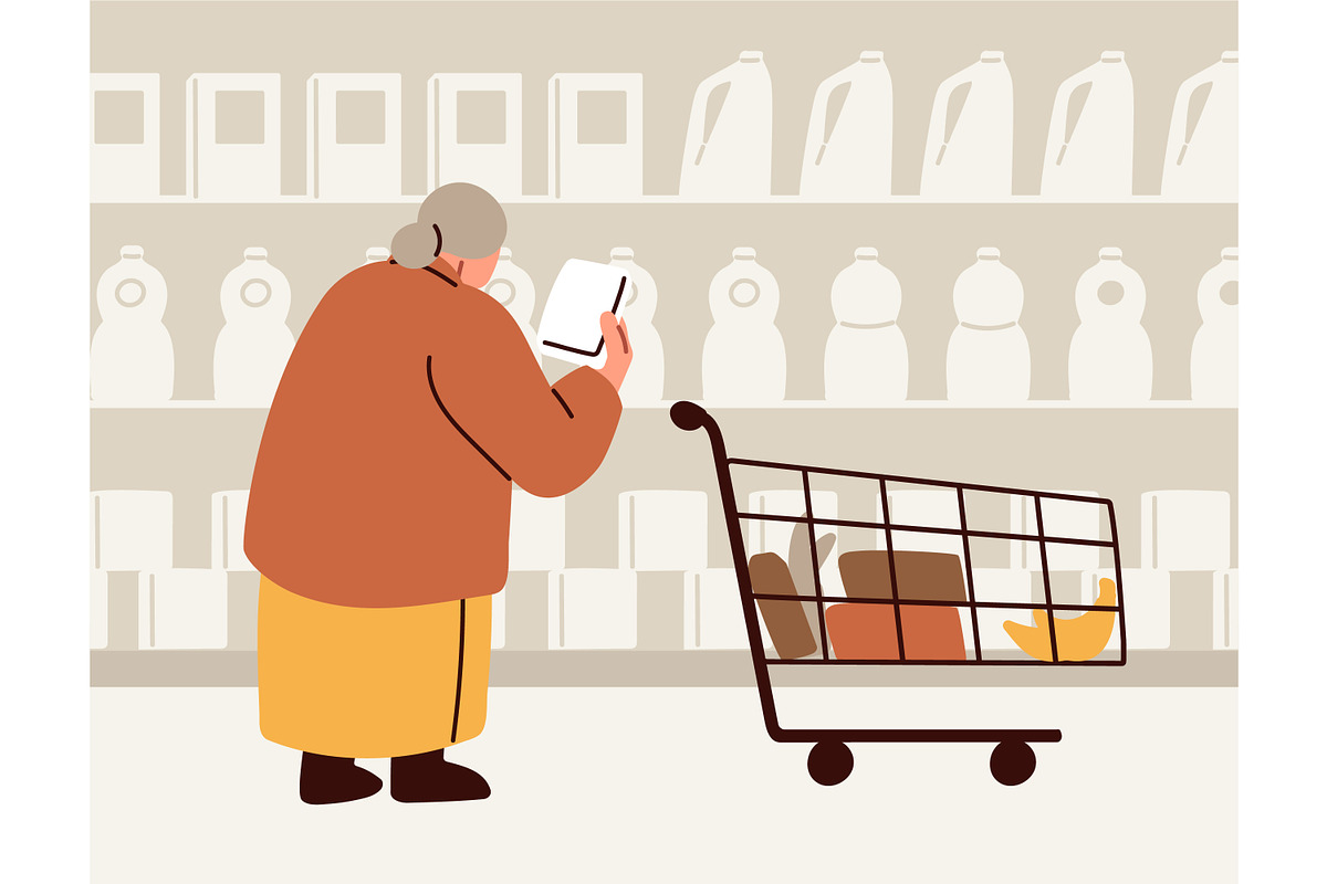 People buy groceries in supermarket, a Person Illustration by Good Studio (Photo 7 of 7)