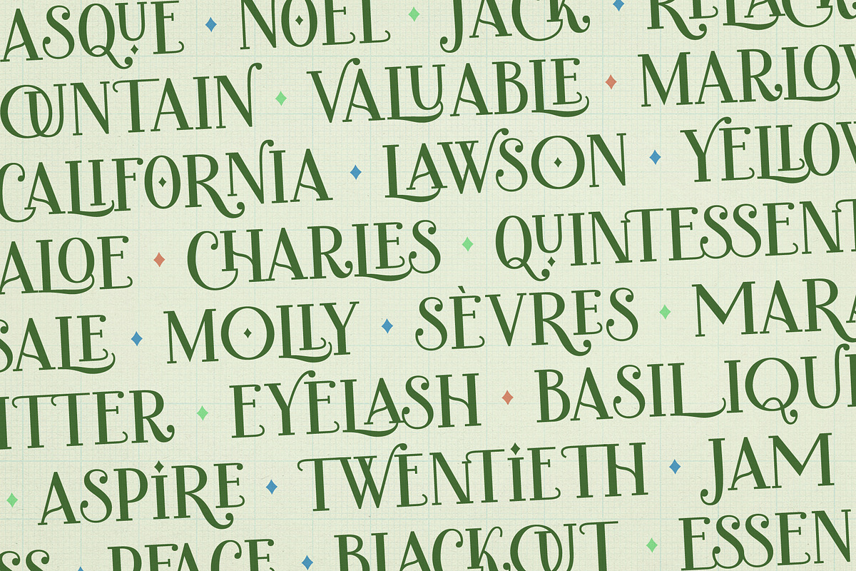 Charlot Decorative Font & Ornaments, a Font by Molly Suber Thorpe (Photo 2 of 8)