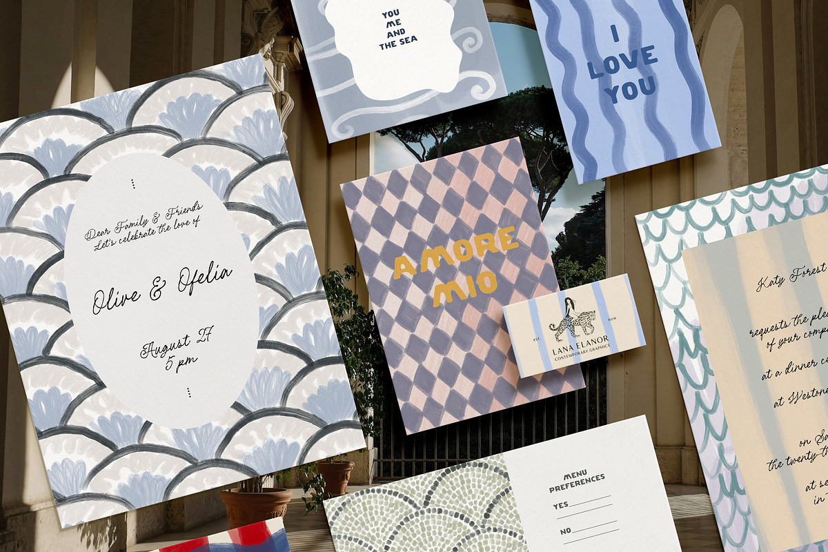 Handmade Mediterranean Backgrounds, a Background Graphic by Lana Elanor (Photo 3 of 9)