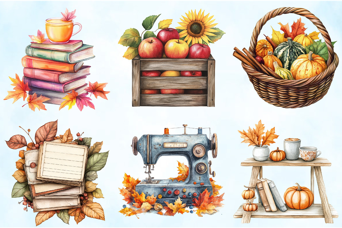 Vintage Fall Decorations Clipart, an Illustration by Craft Nest (Photo 5 of 5)