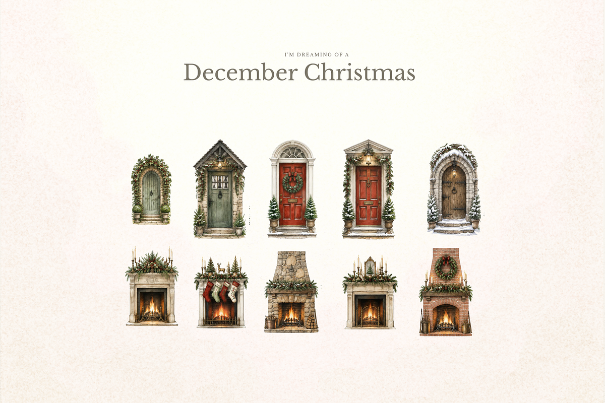 December Christmas Watercolor PNG, a Decorative Illustration by digital.incubator.yum (Photo 4 of 6)