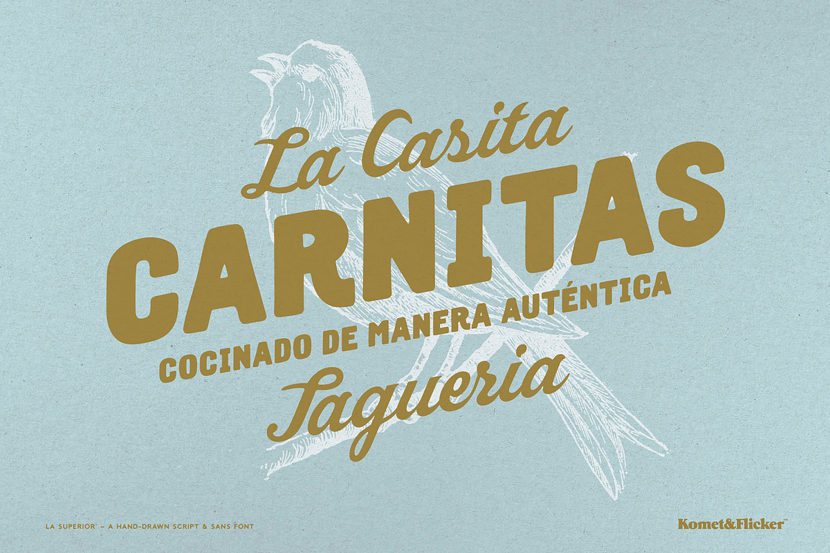La Superior - A Hand Drawn Font Trio, a Script Font by Komet & Flicker (Photo 13 of 16)