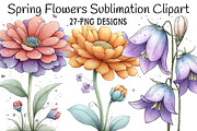 Spring Flowers Sublimation Clipart, an Illustration by Daily.Designs (Thumbnail 1 of 7)