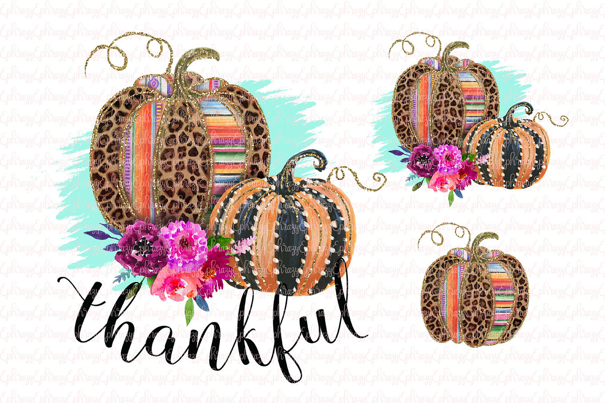 Serape, Leopard pumpkin clipart set, an Illustration by EphrazyGraphics (Photo 1 of 2)