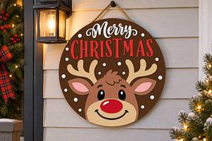 Merry Christmas Reindeer Sign SVG
