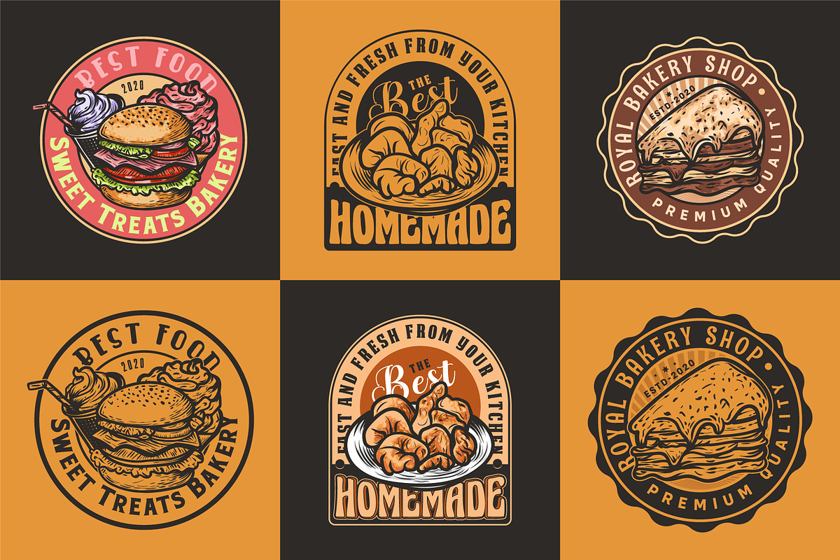 Set of vintage food retro labels, a Branding & Logo Template by Billah Hub