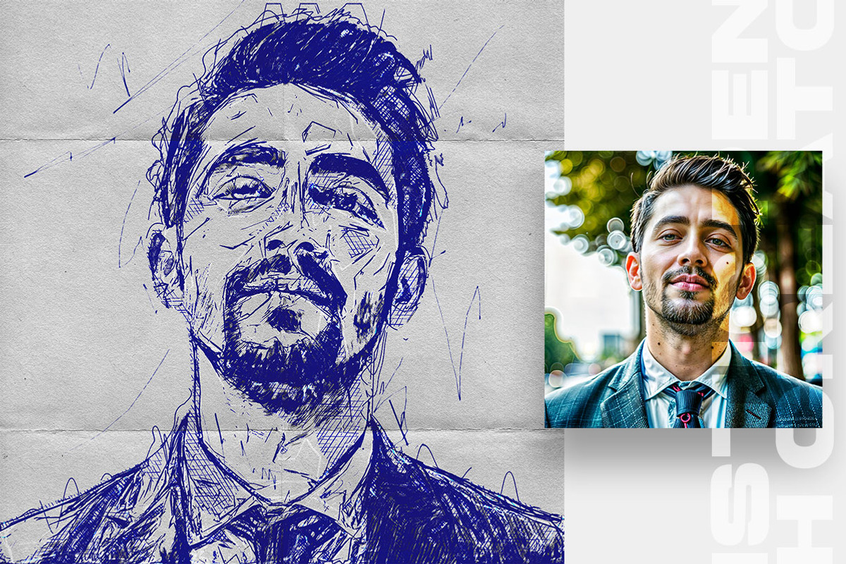 Realistic Pen Sketch Creator, an Action Add-On by Amorjesu.com (Photo 10 of 37)