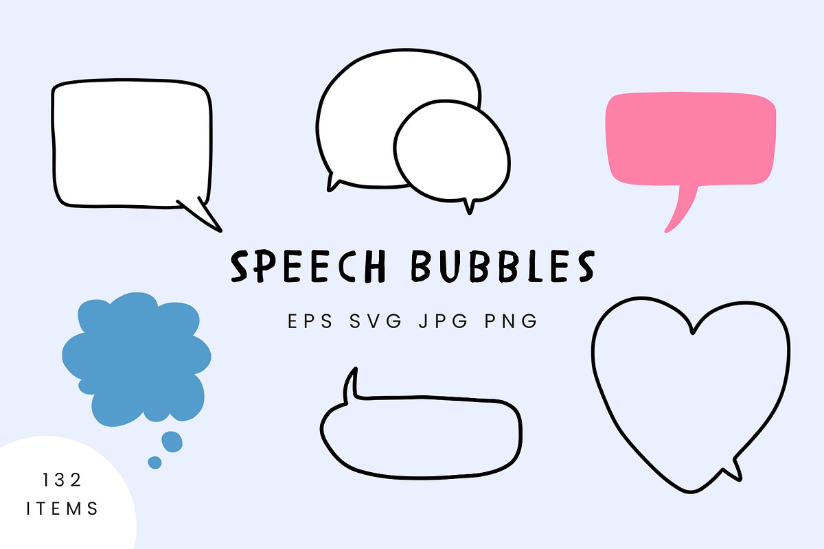 Speech Bubbles Set | 100% Hand Drawn, an Object Illustration by Kristina Chistiakova (Photo 1 of 4)