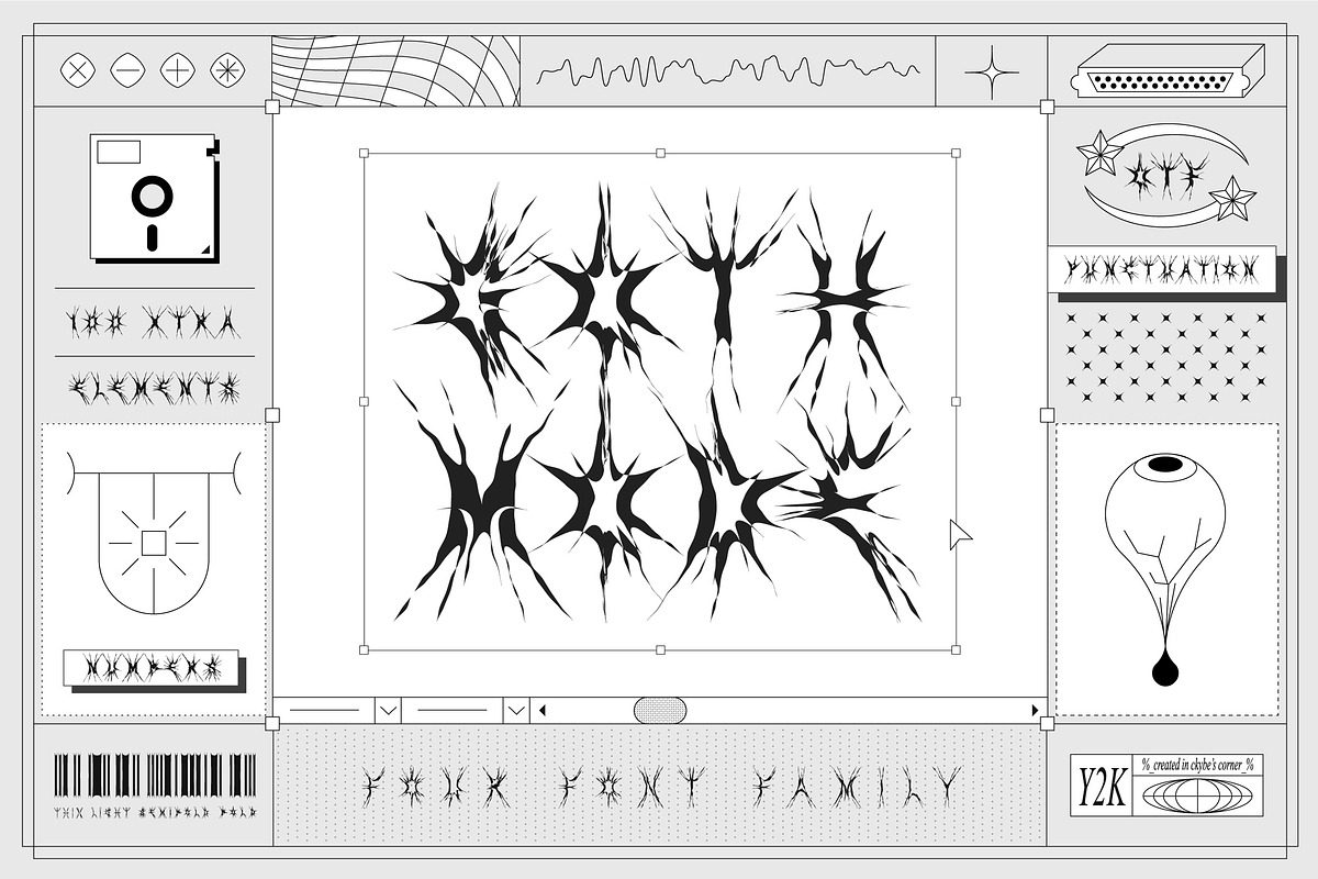 GOTH MODE | Dark Y2K Font Family, a Sans Serif Font by Ckybe's Corner (Photo 1 of 11)