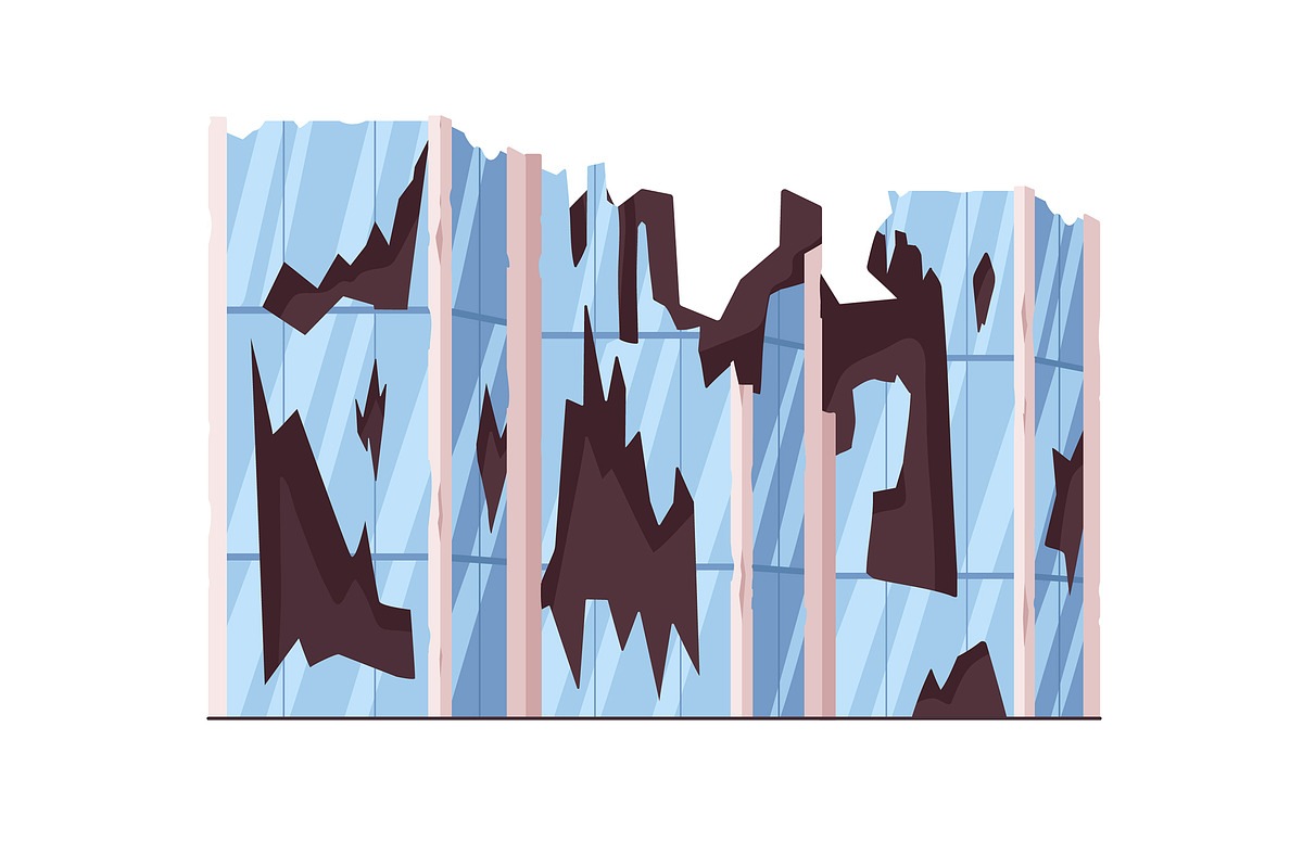 Broken ruined house buildings set, an Object Illustration by Good Studio (Photo 13 of 14)