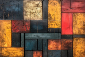 An abstract wall art piece featuring geometrically arranged bloc, a Decorative Illustration by ImageMir