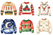 Watercolor Christmas Sweater Clipart, an Illustration by Daily.Designs (Thumbnail 2 of 5)