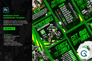 Motocross Team Social Media Template, a Social Media Template by Geelator Studio
