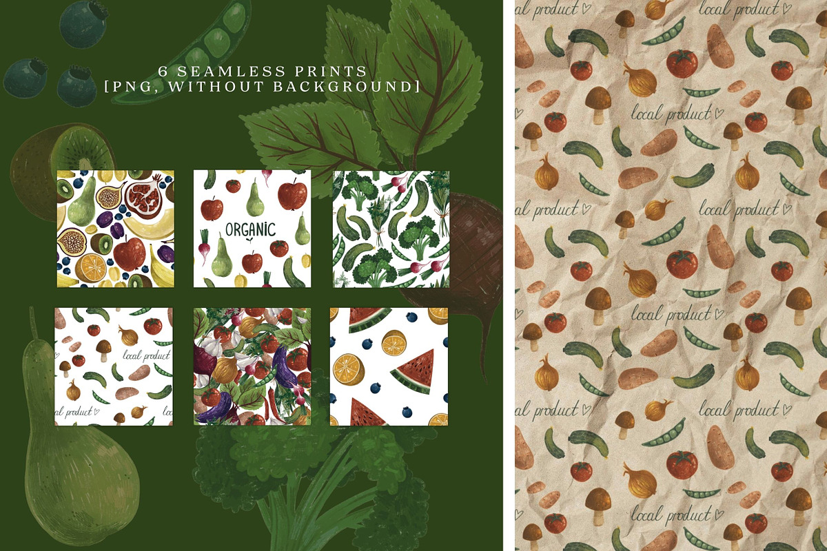 Organic Food Clipart & Branding, a Food Illustration by Illustrations Lazarteva (Photo 6 of 10)