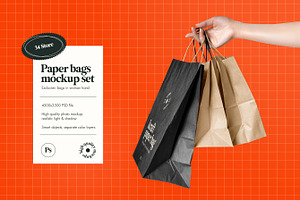 Three Paper Bag PSD Mockups Bundle