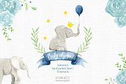 watercolor baby elephant clipart, an Animal Illustration by Autumn Breeze (Thumbnail 1 of 3)