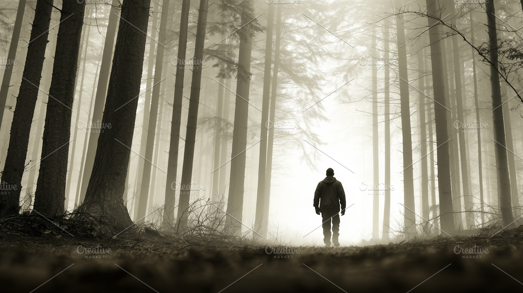 Silhouette of a lone man walking, a Nature Photo by MistyDay
