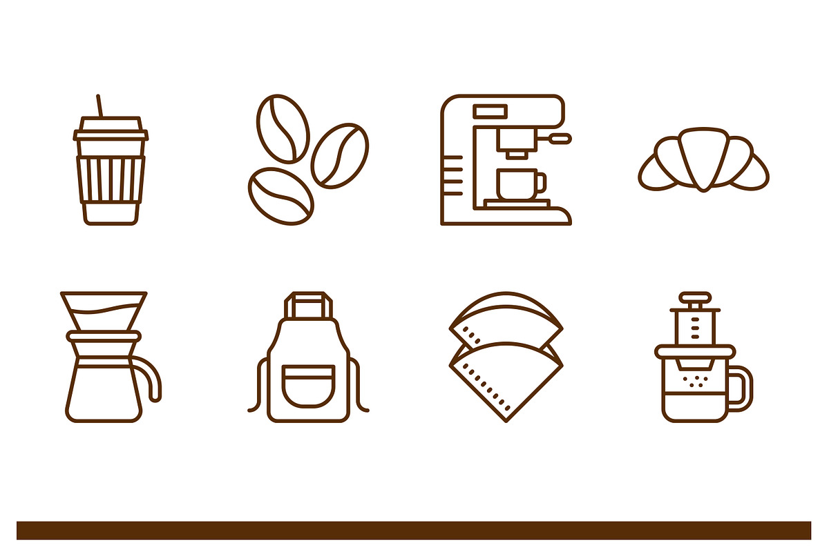 Coffee Shop Icon Set, an Outline Icon by Tekuni (Photo 2 of 9)