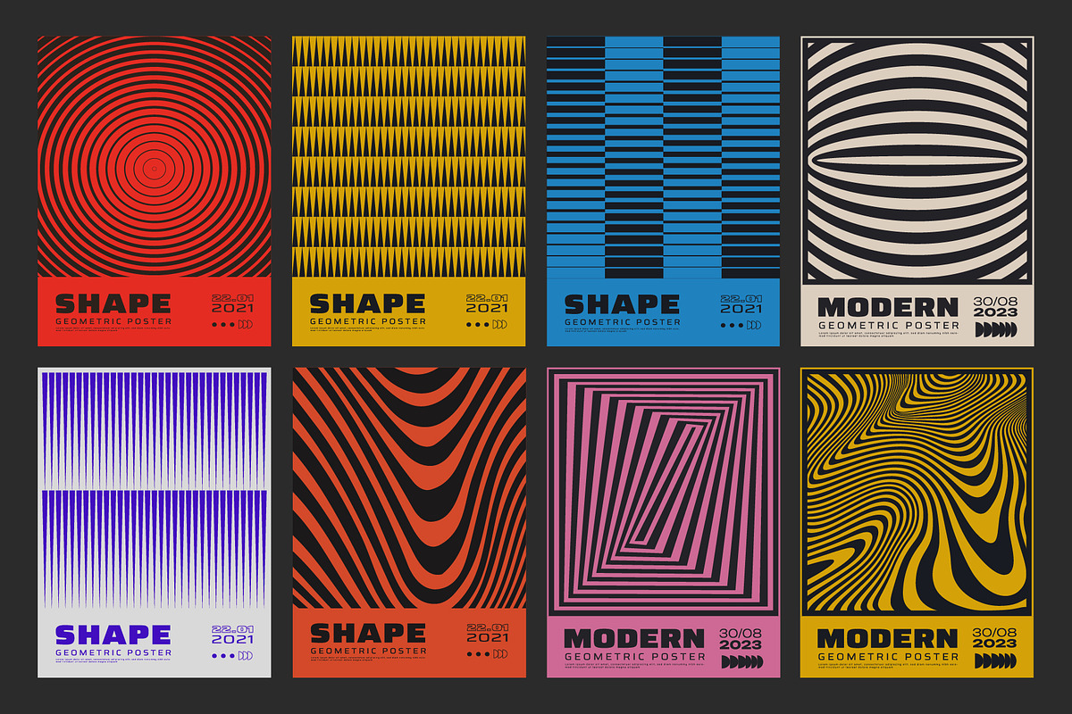 80 MODERN GEOMETRIC VECTOR POSTERS, a Texture Graphic by craftlove (Photo 10 of 14)
