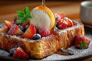 Delicious French Toast with Berries, a Photo by Pixeness Studio