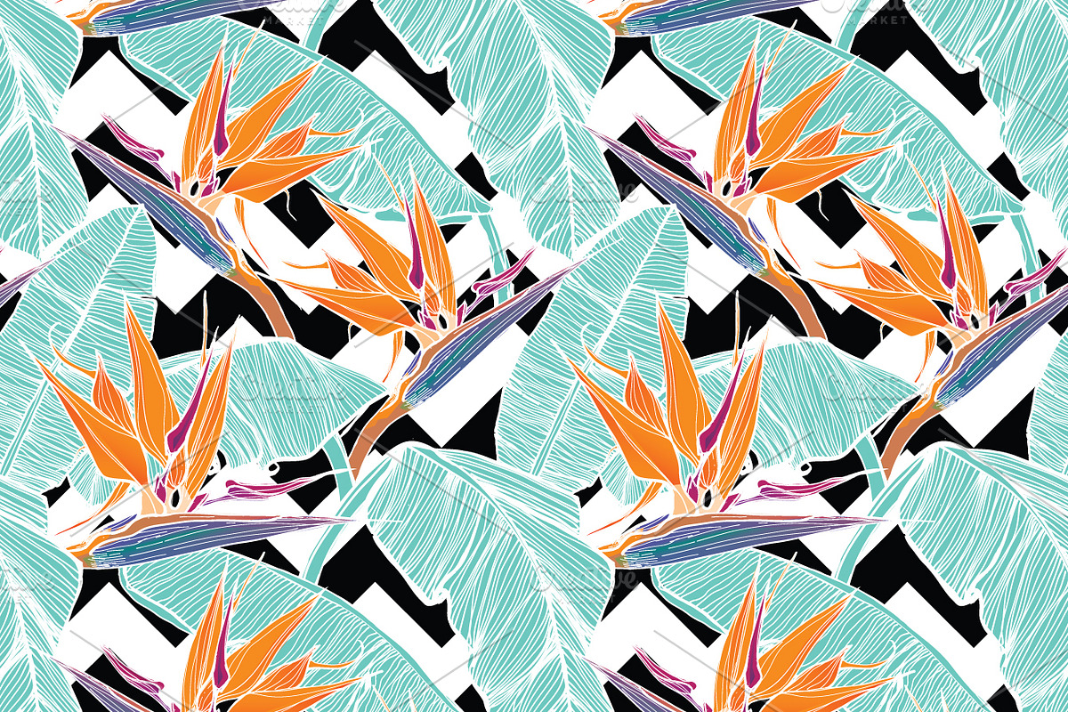 Tropical palm leaves patterns, a Pattern Graphic by Julia Bilenko (Photo 3 of 7)