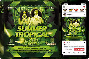 Summer Tropical Night Party Flyer, a Flyer Template by regalDRAW