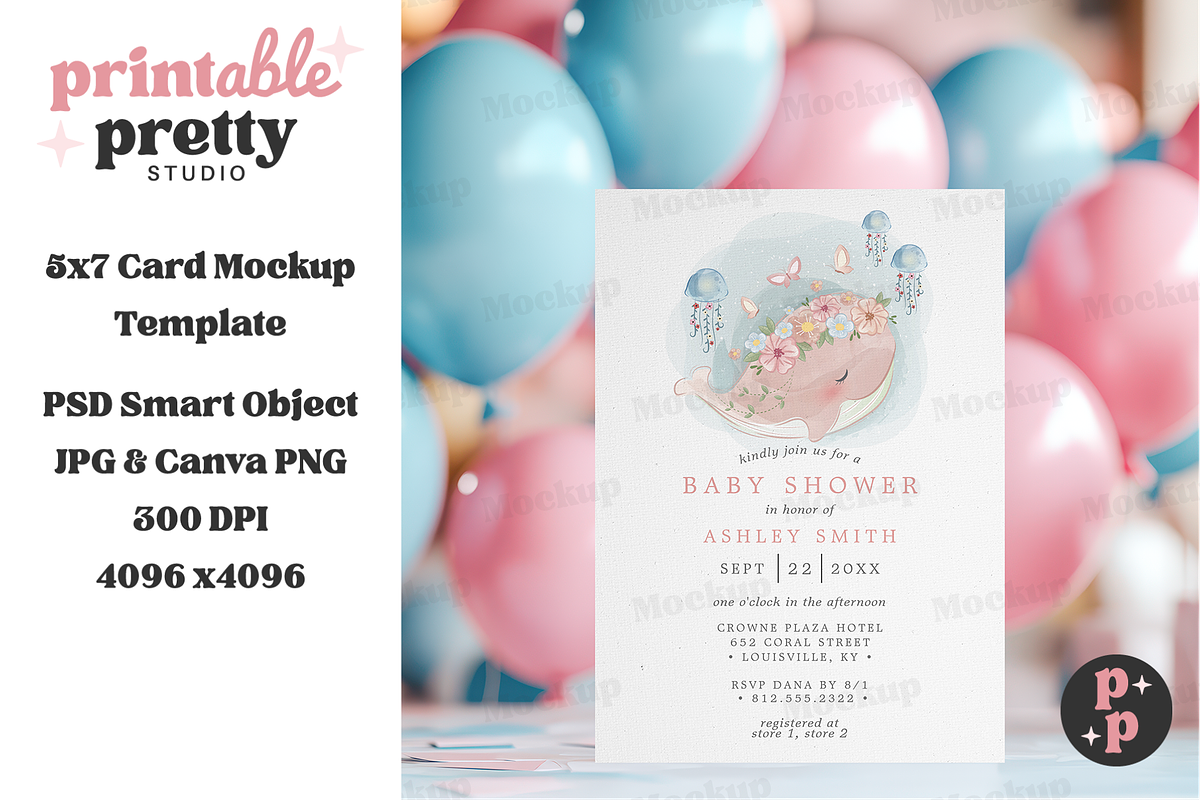 Balloon Card Mockup PSD 5x7, a Product Mockup by Printable Pretty Studio (Photo 5 of 7)