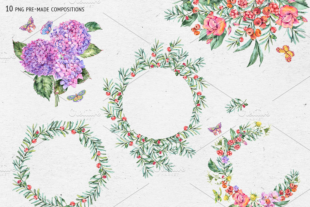 Watercolor Summer Wildflowers, an Illustration by Belusuab (Photo 3 of 13)