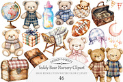 Watercolor Teddy Bear Nursery Clipar, an Illustration by Design Market (Thumbnail 1 of 5)