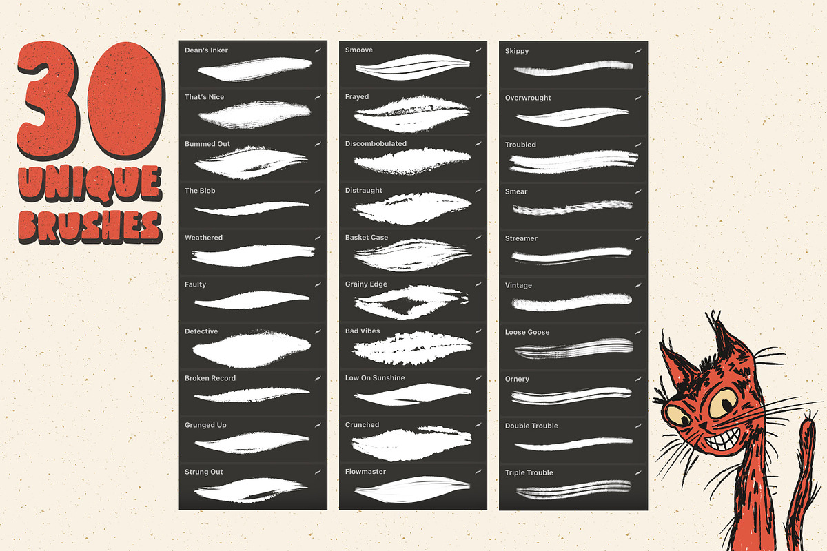 Distressed Inkers For Procreate, a Brush Add-On by Heather Green Designs (Photo 4 of 7)
