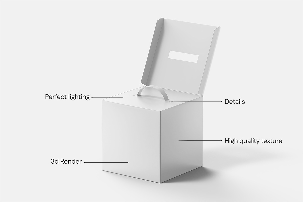 Cardboard Box Mockup with Handle, a Packaging Mockup by RamStudio2 (Photo 18 of 19)