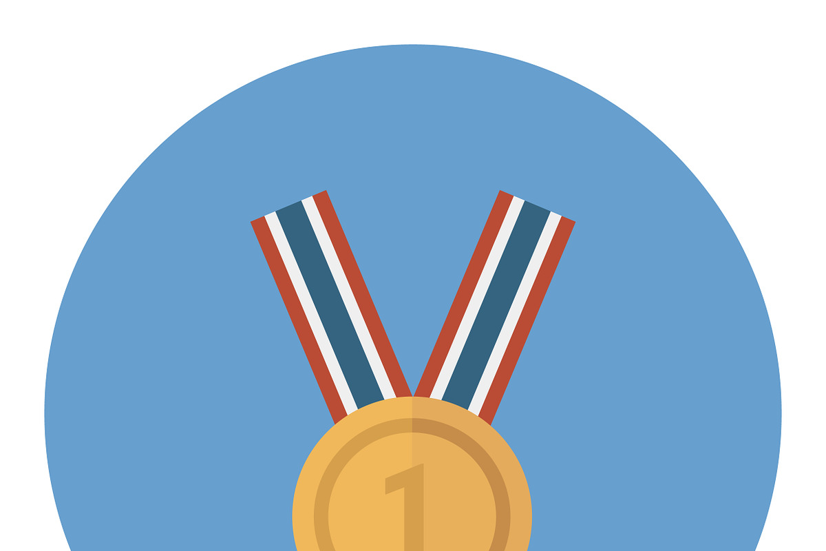 Golden Blank Medal Award with Ribbon, an Icon by jabkitticha