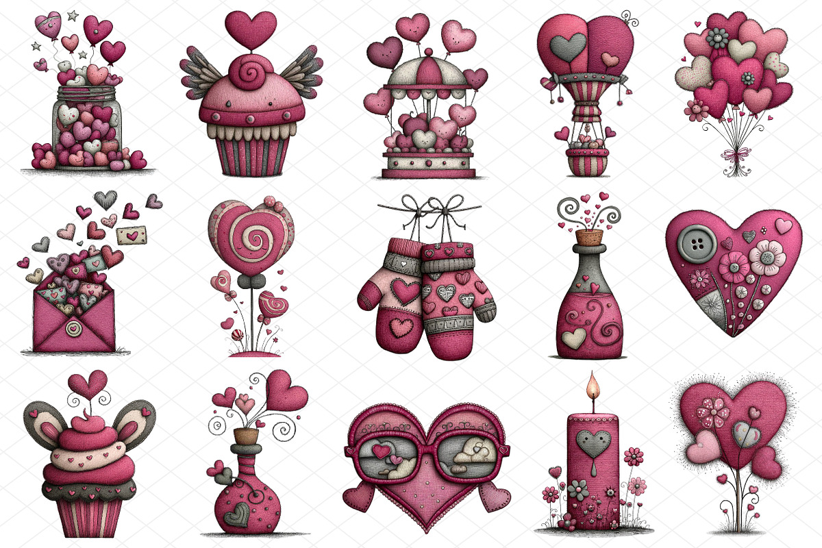 Whimsical Valentine Clipart, an Illustration by cherrydesign (Photo 2 of 4)