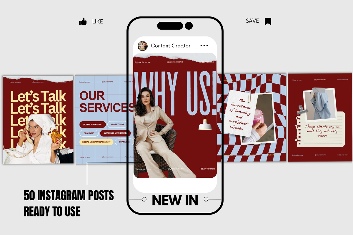 Burgundy Light Blue Viral Instagram, a Social Media Template by CreativeTempHub (Photo 2 of 8)