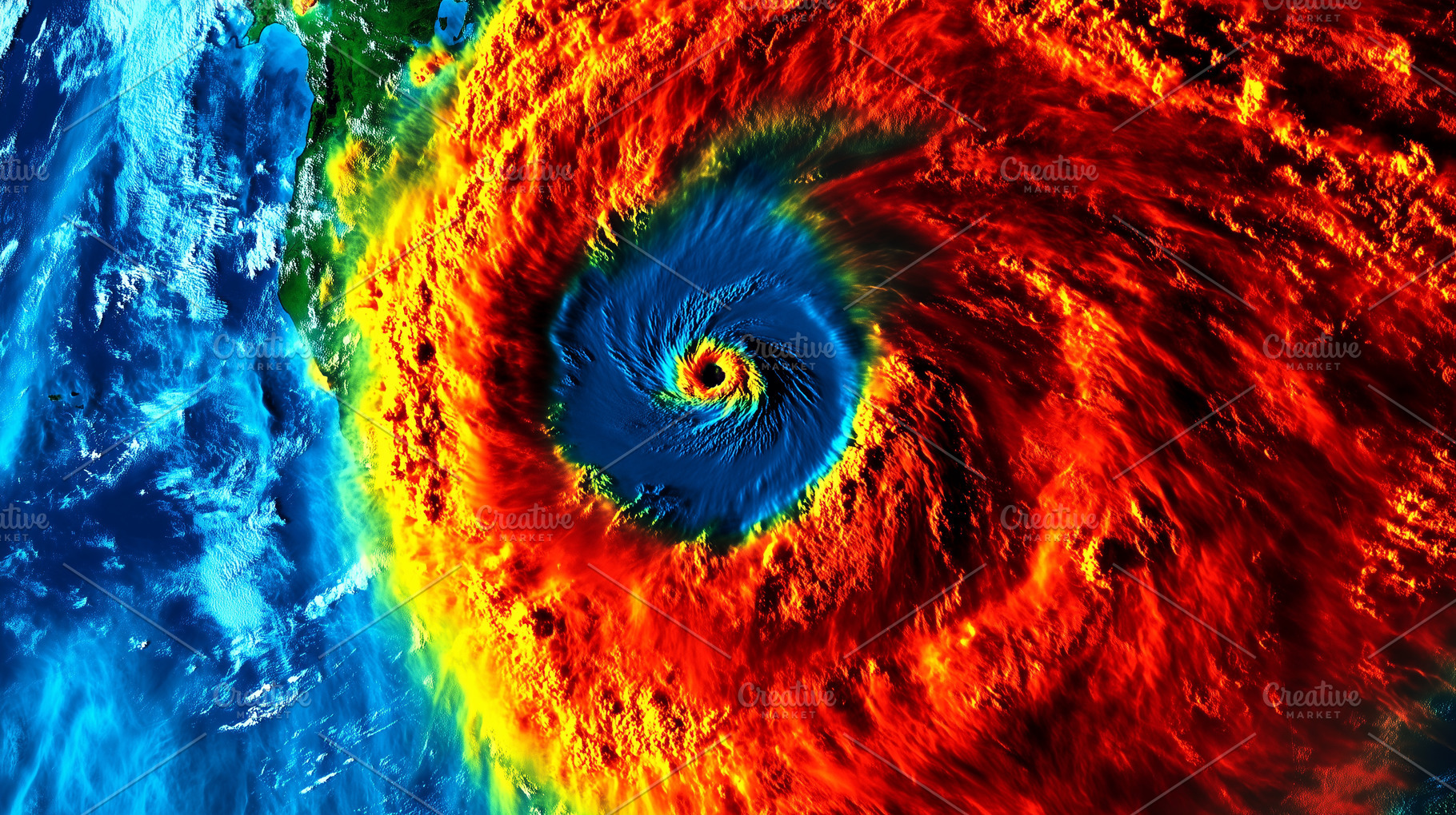 Vivid infrared satellite hurricane, a Nature Photo by MistyDay