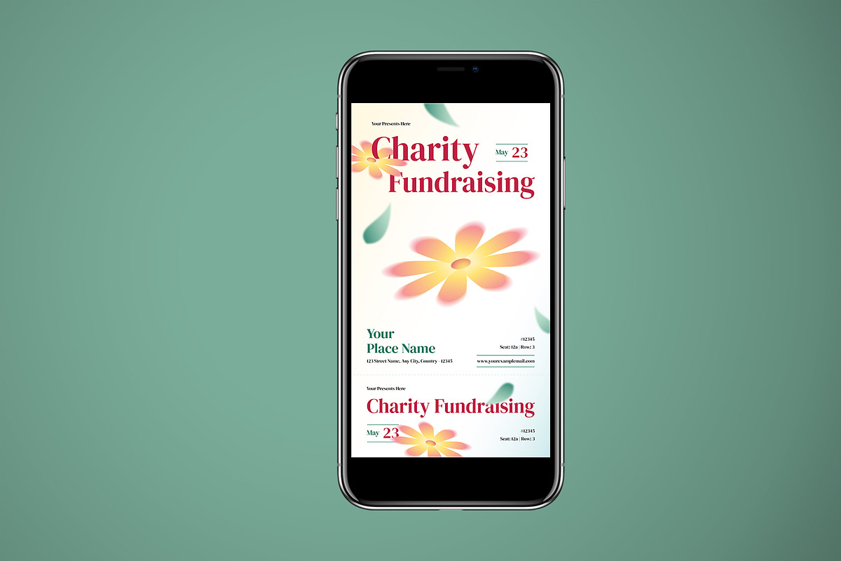 Floral Charity Fundraising Ticket, a Stationery Template by Neermana (Photo 3 of 4)