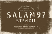 Salam97 Stencil, a Font by Megflags (Thumbnail 1 of 10)
