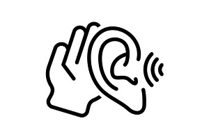 Hearing ability to hear black icon, an Outline Icon by Creative priyanka