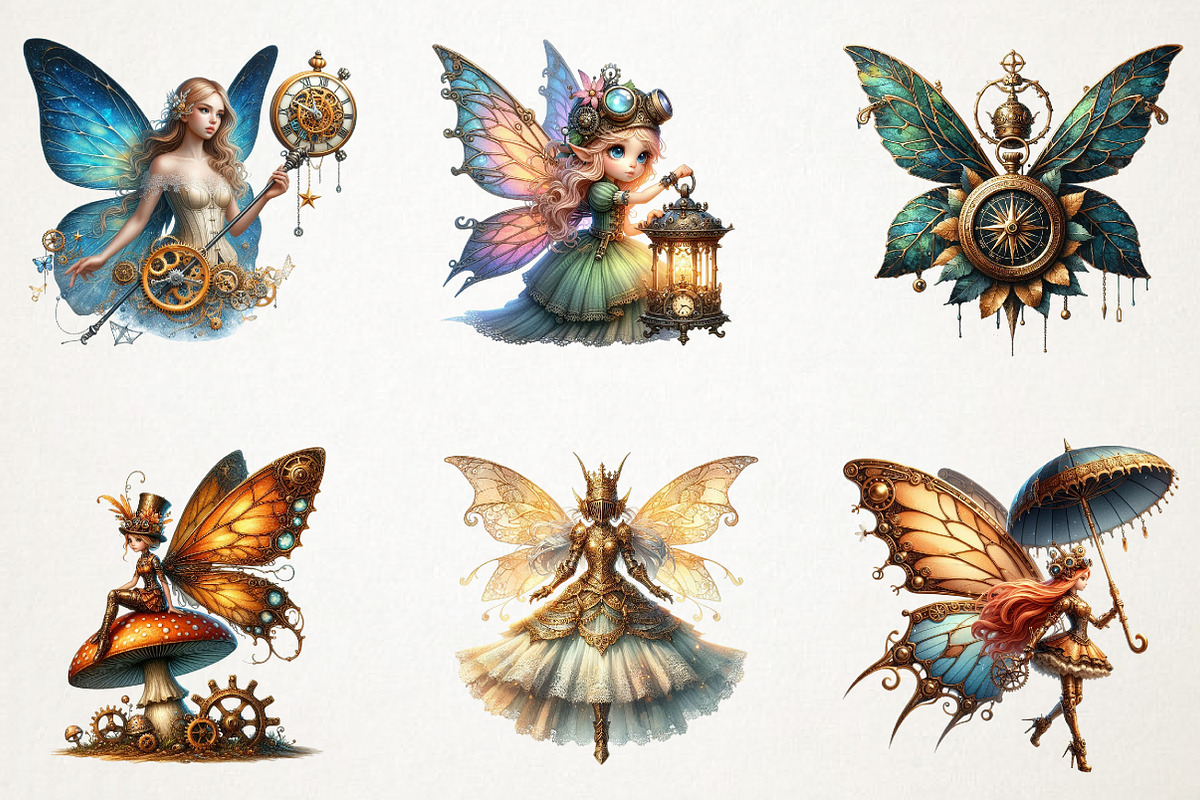 Steampunk Fairy Clipart PNG, an Illustration by RobertsArt (Photo 3 of 4)