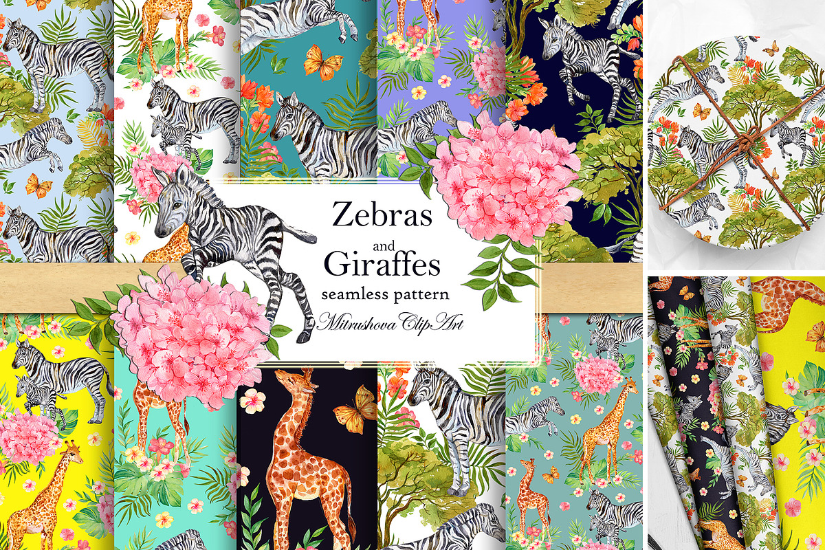 Zebra and Giraffe Patterns, a Pattern Graphic by MitrushovaArt (Photo 1 of 11)