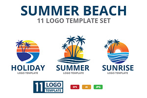 SUMMER BEACH theme logo set